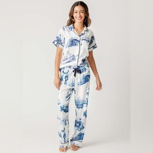 Blue and White Women's Pajama Set